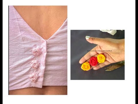 Thumbnail for Fabric Rose  making at home |Fabric  BUTTONS handmade  | no sewing buttons