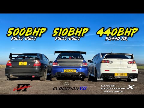 LANCER EVOLUTIONS.. 500HP EVO 6 vs 510HP EVO 7 vs 440HP EVO 10