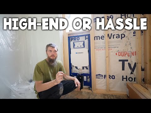 Wall Toilet Install - Salvaged Mobile Home Rebuild