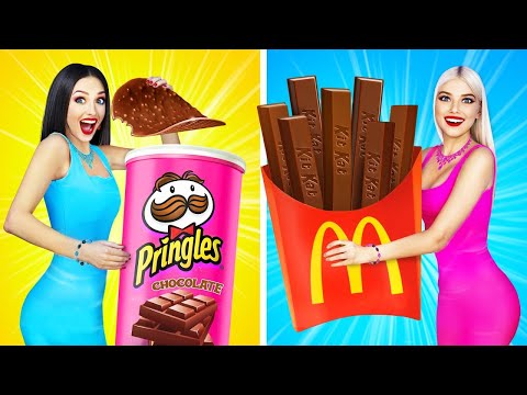 Thumbnail for DESAFÍO DE COMIDA REAL vs COMIDA DE CHOCOLATE || ¡Comida de chocolate! Bromas locas de RATATA