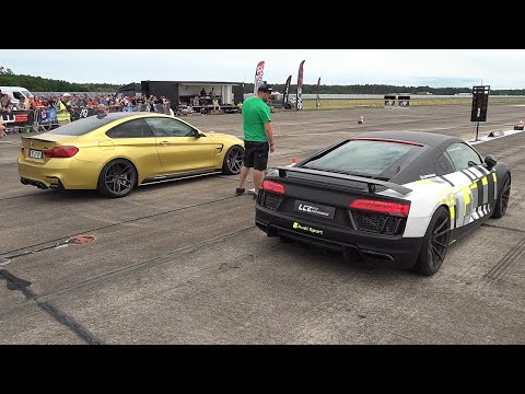Thumbnail for 630HP Audi R8 V10 Plus LCE vs 730HP BMW M4 F82 Coupé vs 800HP VW Bora R30 Turbo